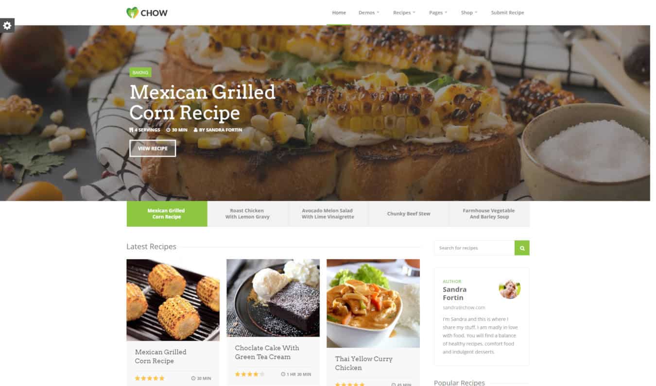 food website templates chow