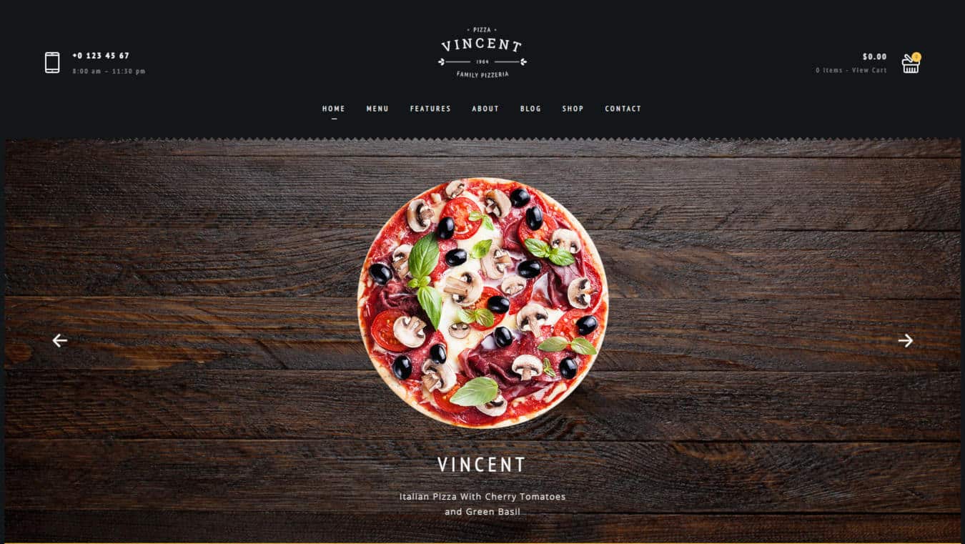 food website templates vincent