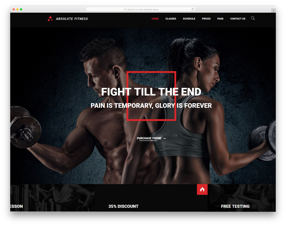 sturdy looking fitness website theme