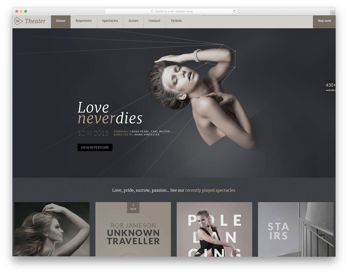 be multipurpose wordpress theme with spearate demo for actors