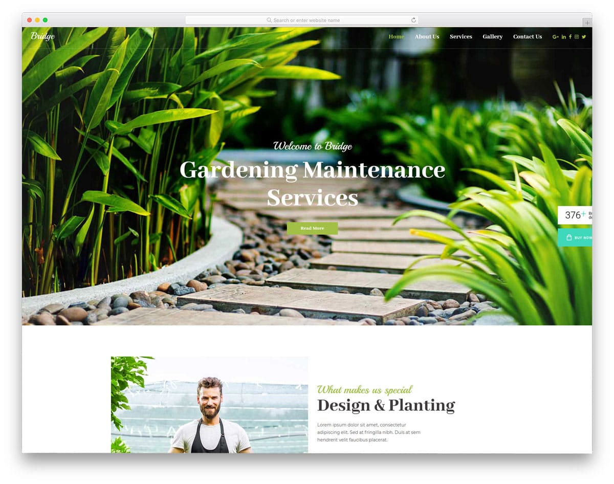 creative minimal WordPress theme for landscaping and gardening