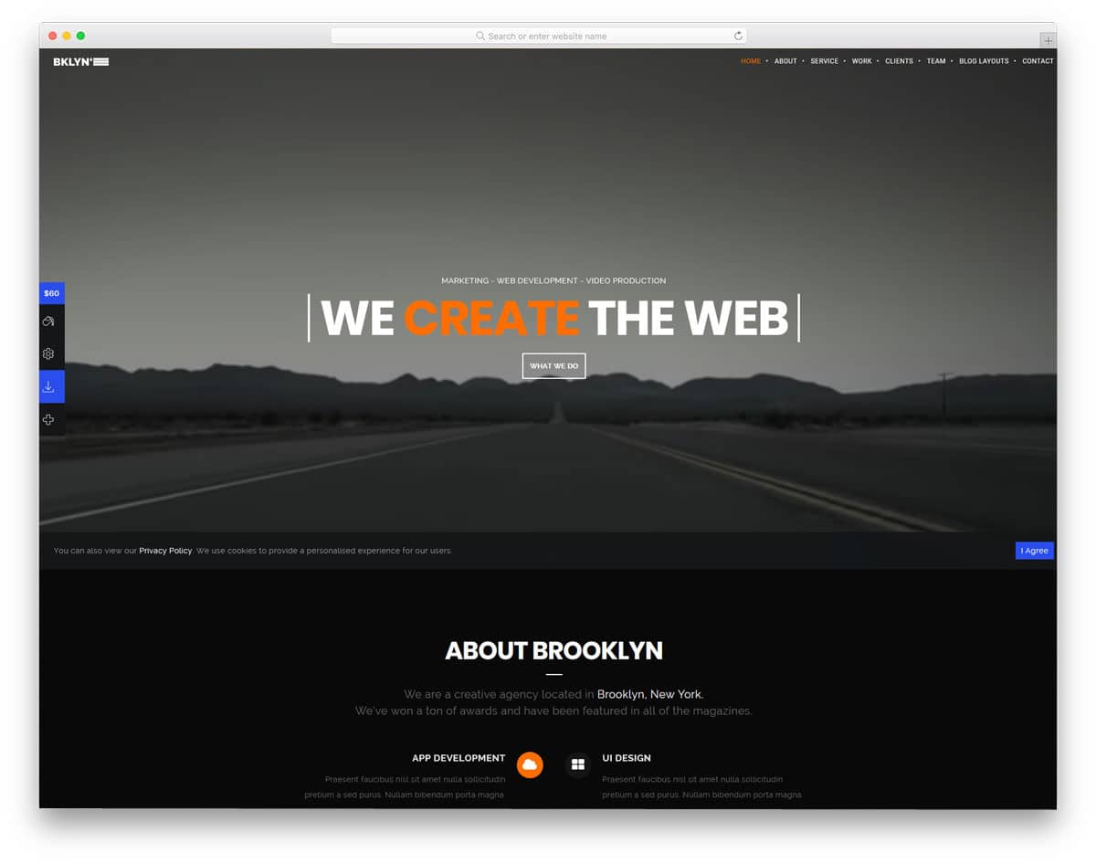 WordPress Themes Video Background for video production studios