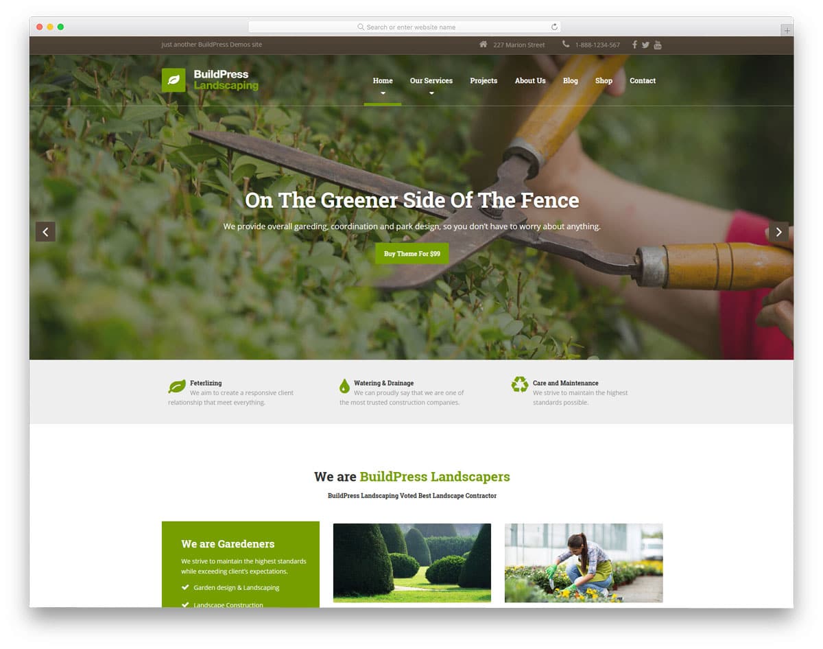 simple flat style landscape and construction wordpress theme