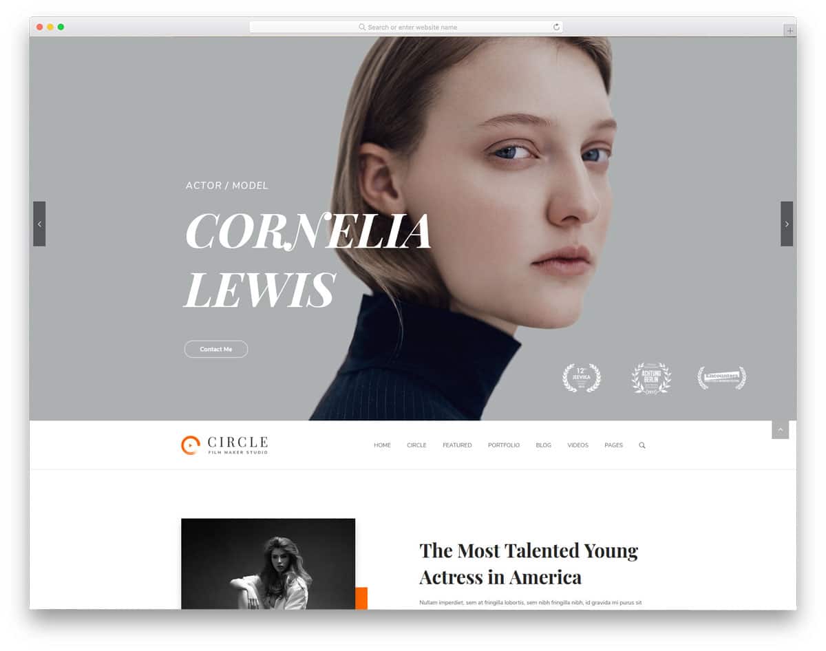 feature-rich WordPress themes for actors