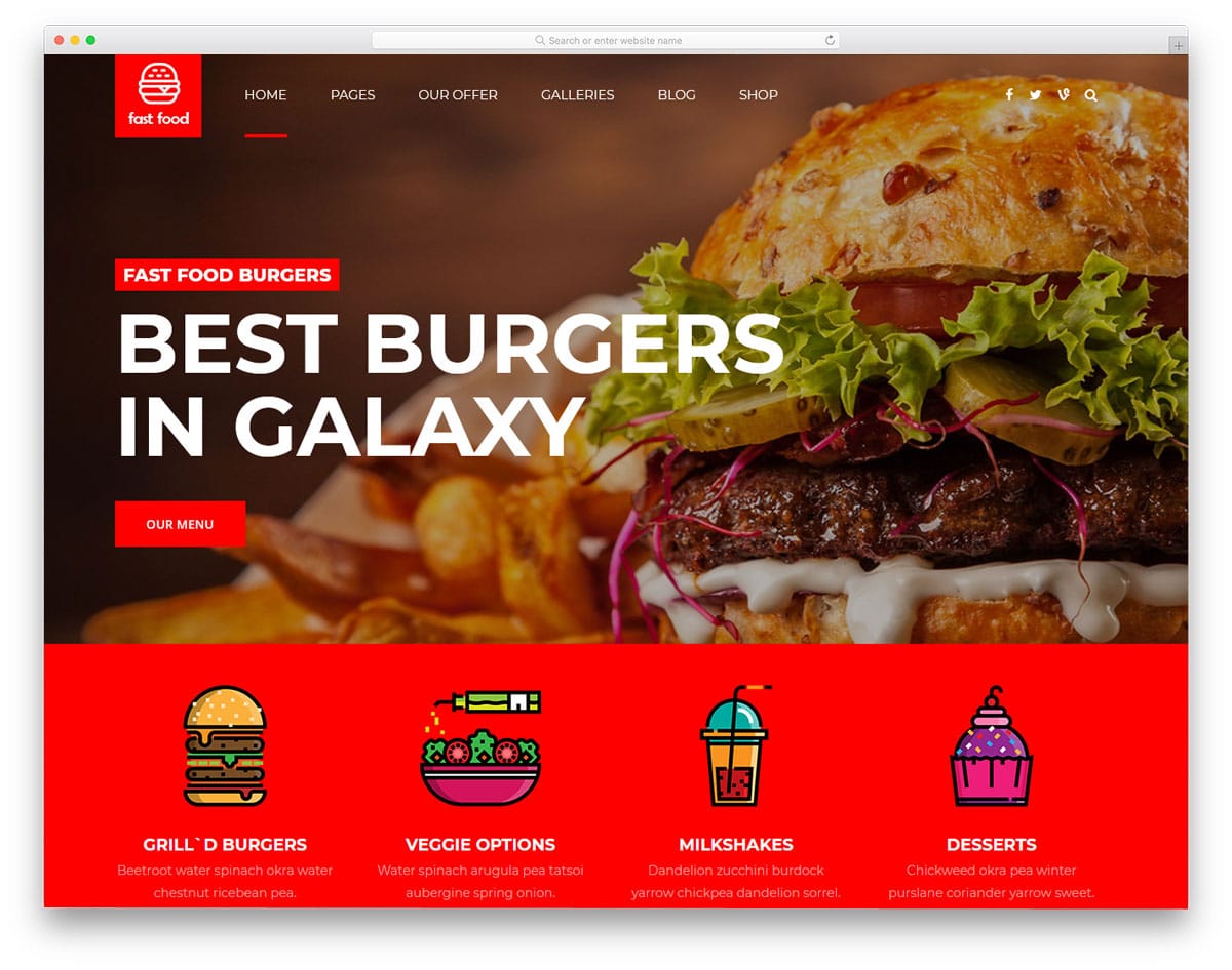 fast food WordPress themes