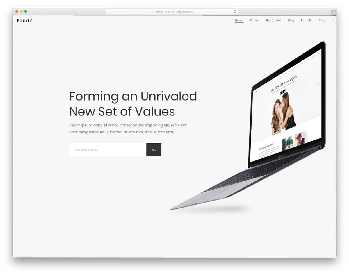 minimal landing page with email registration form