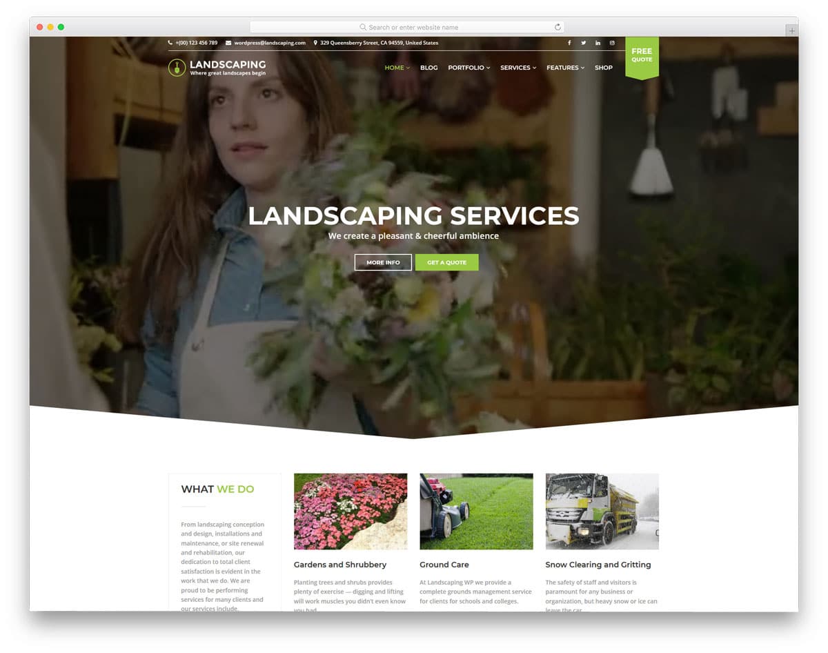 landscaping wordpress theme with video background