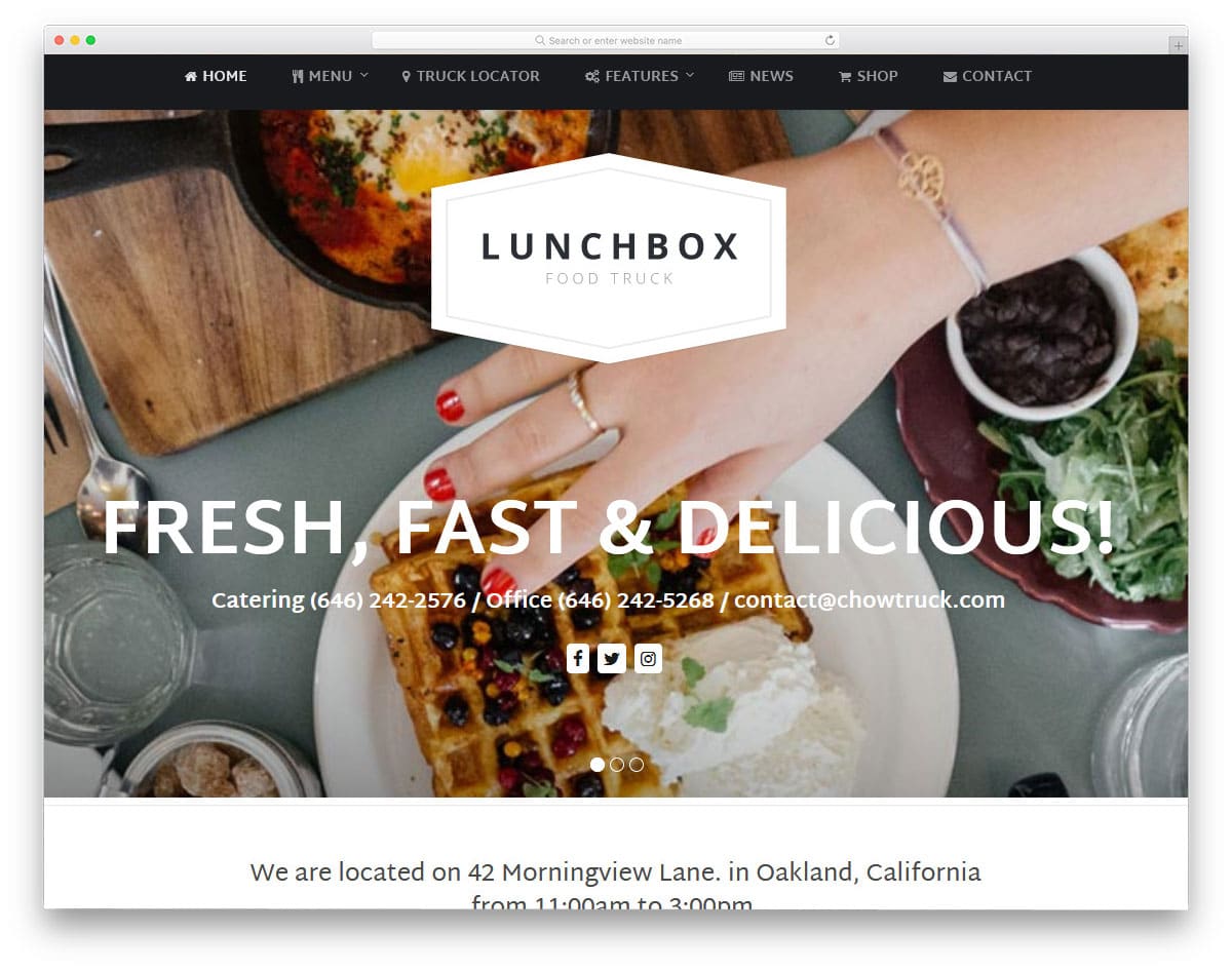 feature rich food truck WordPress themes