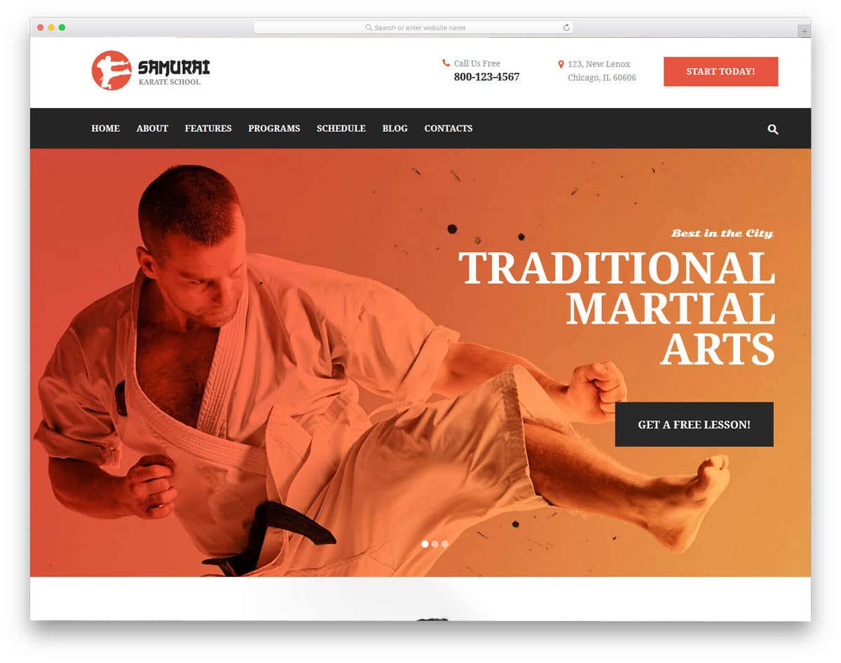 martial arts wordpress themes for karate professionals