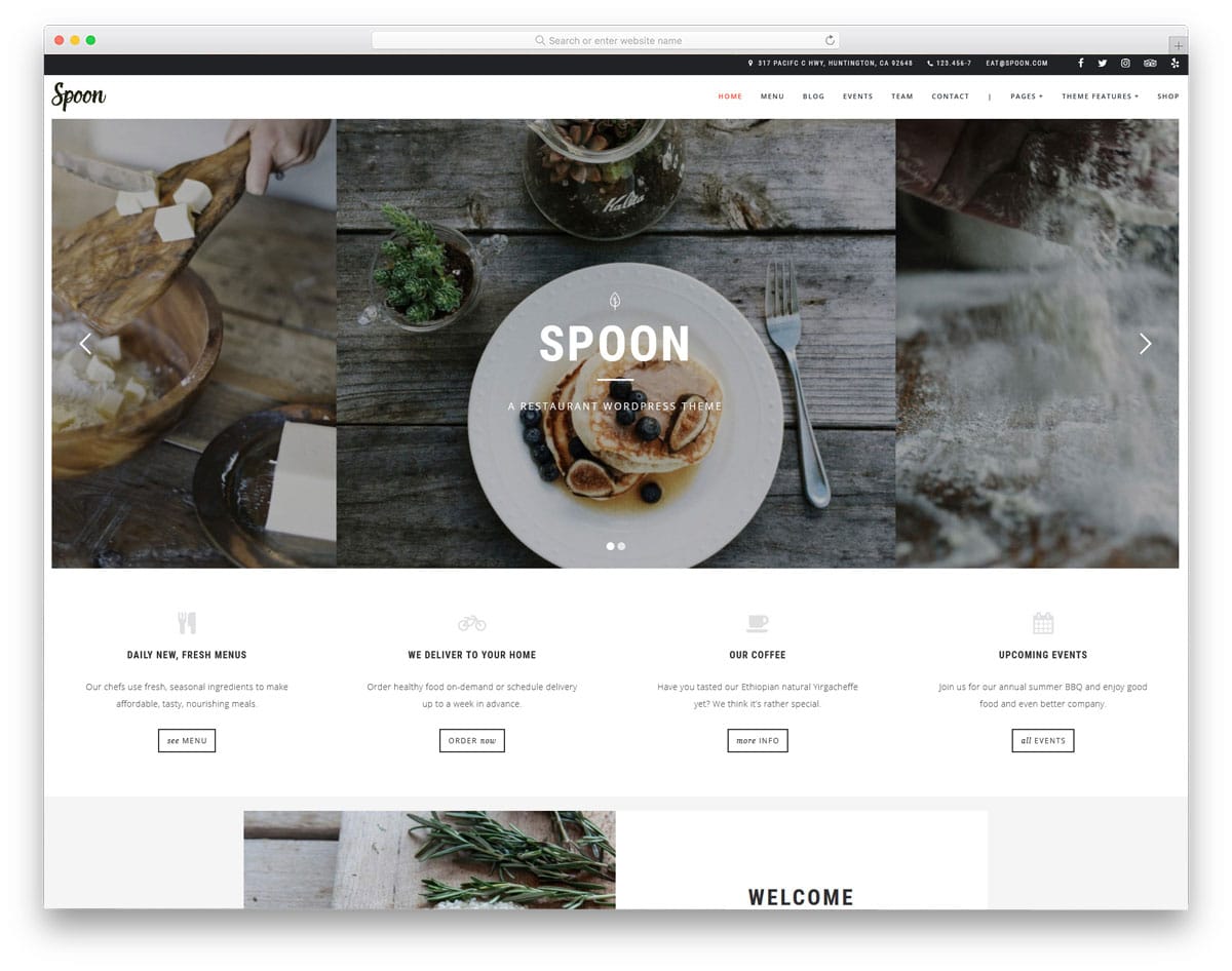 minimal looking food truck WordPress themes