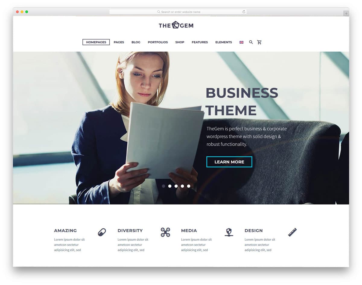 multipurpose WordPress theme with designs for all major category