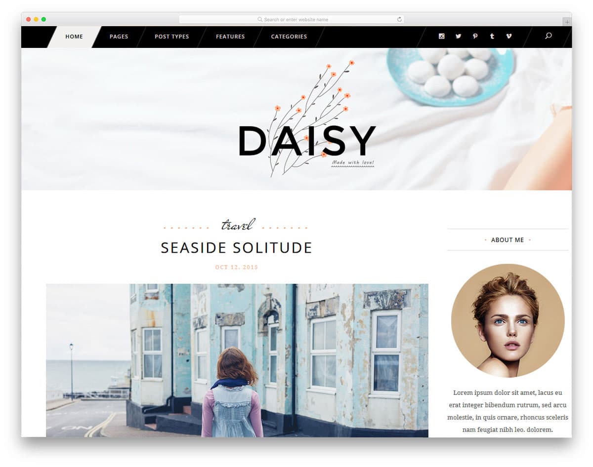 blog theme with separate design for men and women