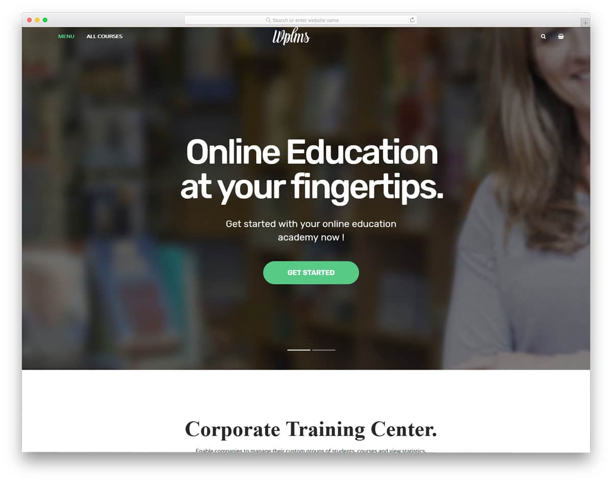 education wordpress theme optimized with learning management system