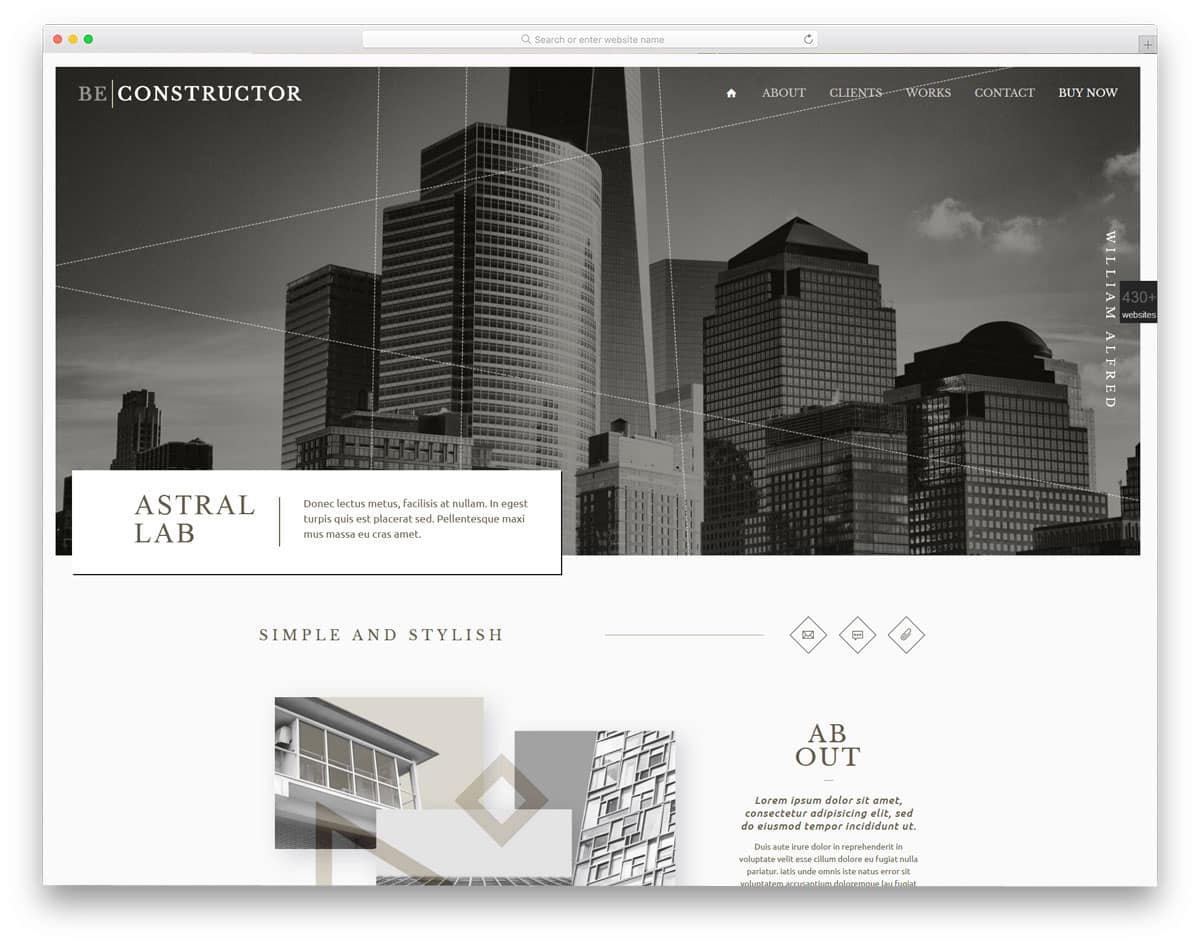 classy and professional looking modern costruction business theme