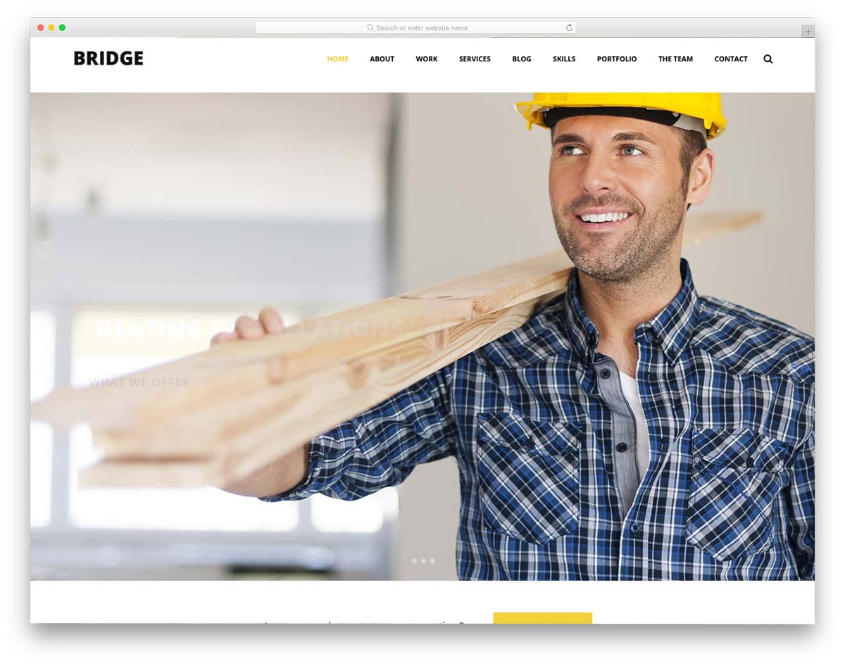 minimal and clean looking construction wordpress theme