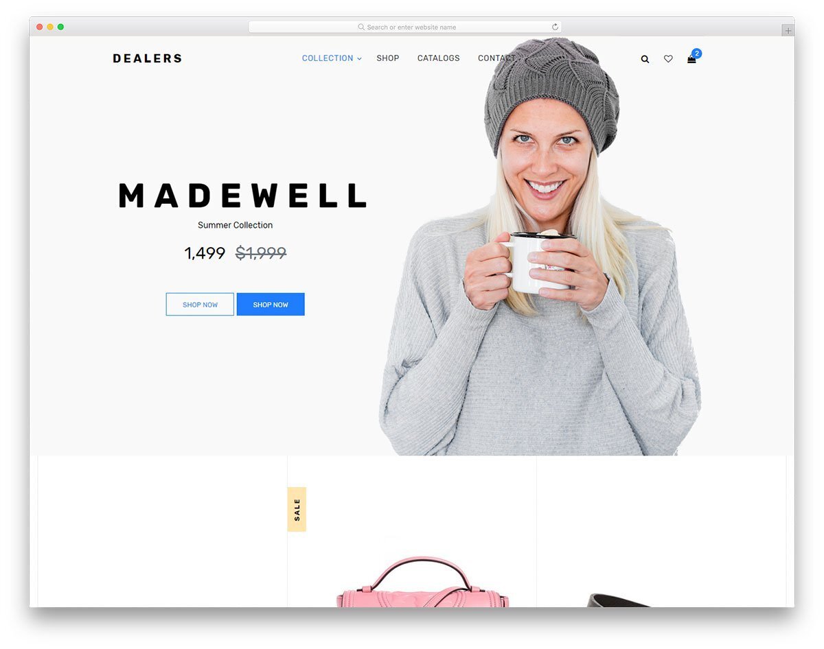 minimal looking brand focused website template