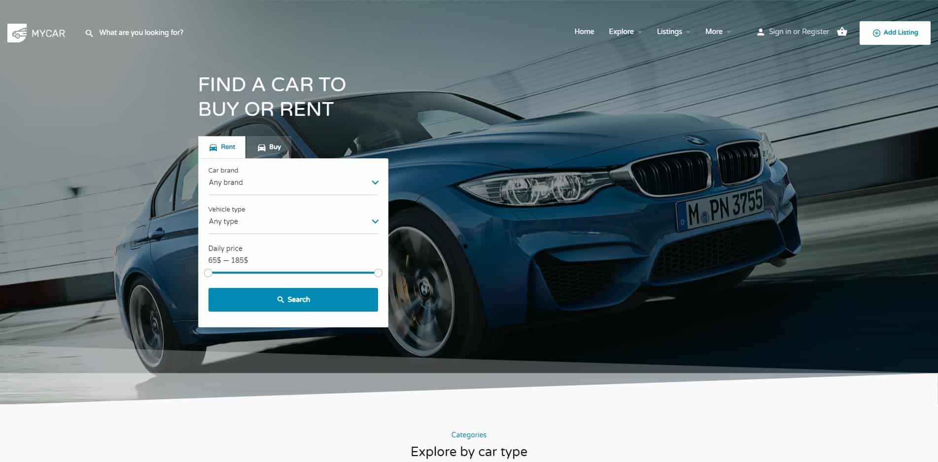 my listing car dealer website template