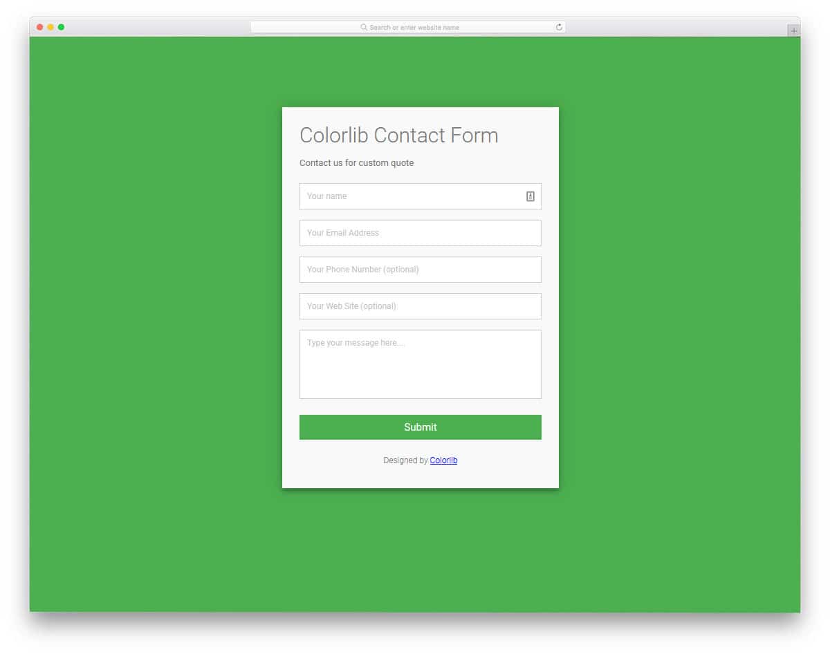 simple and user-friendly contact form template