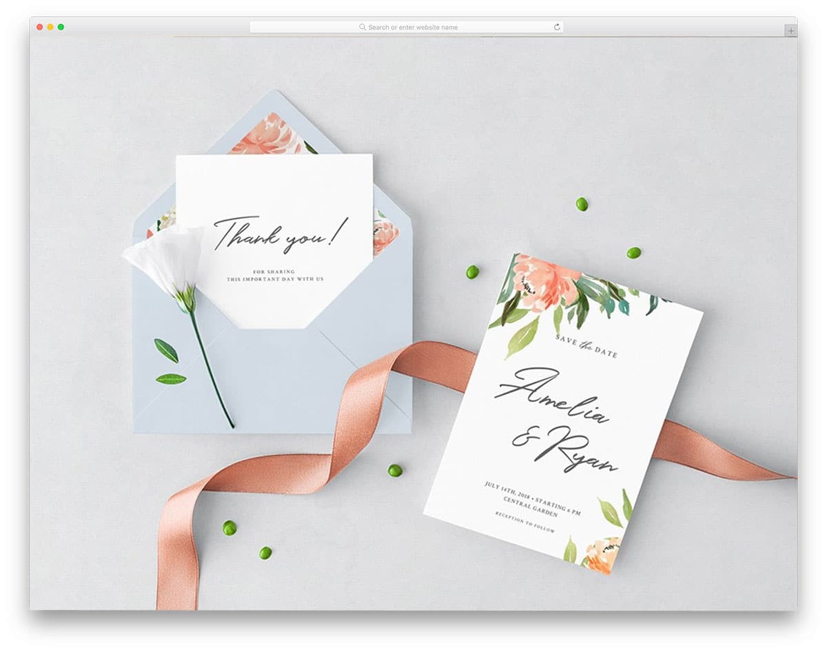 wedding card and envelope mockup set
