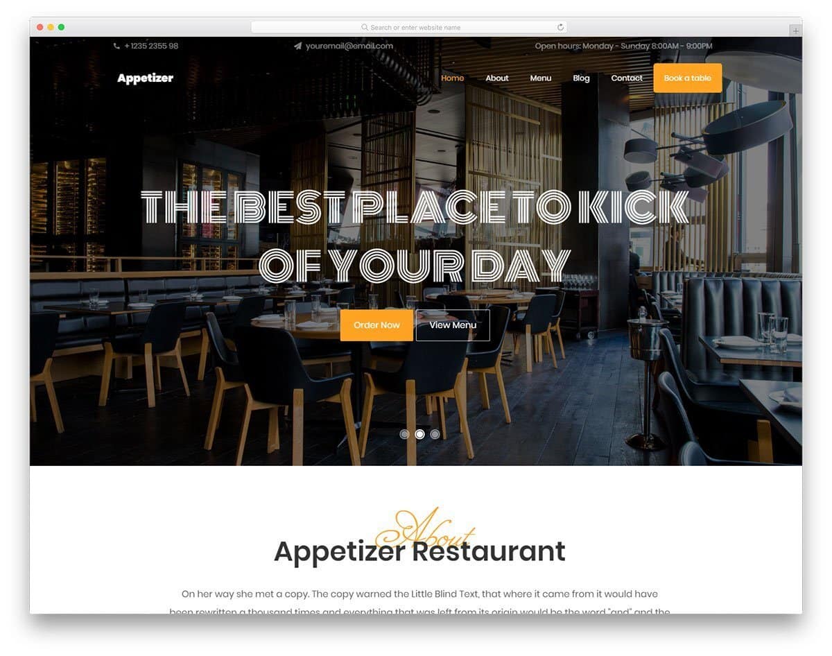 trendy looking restaurant website template