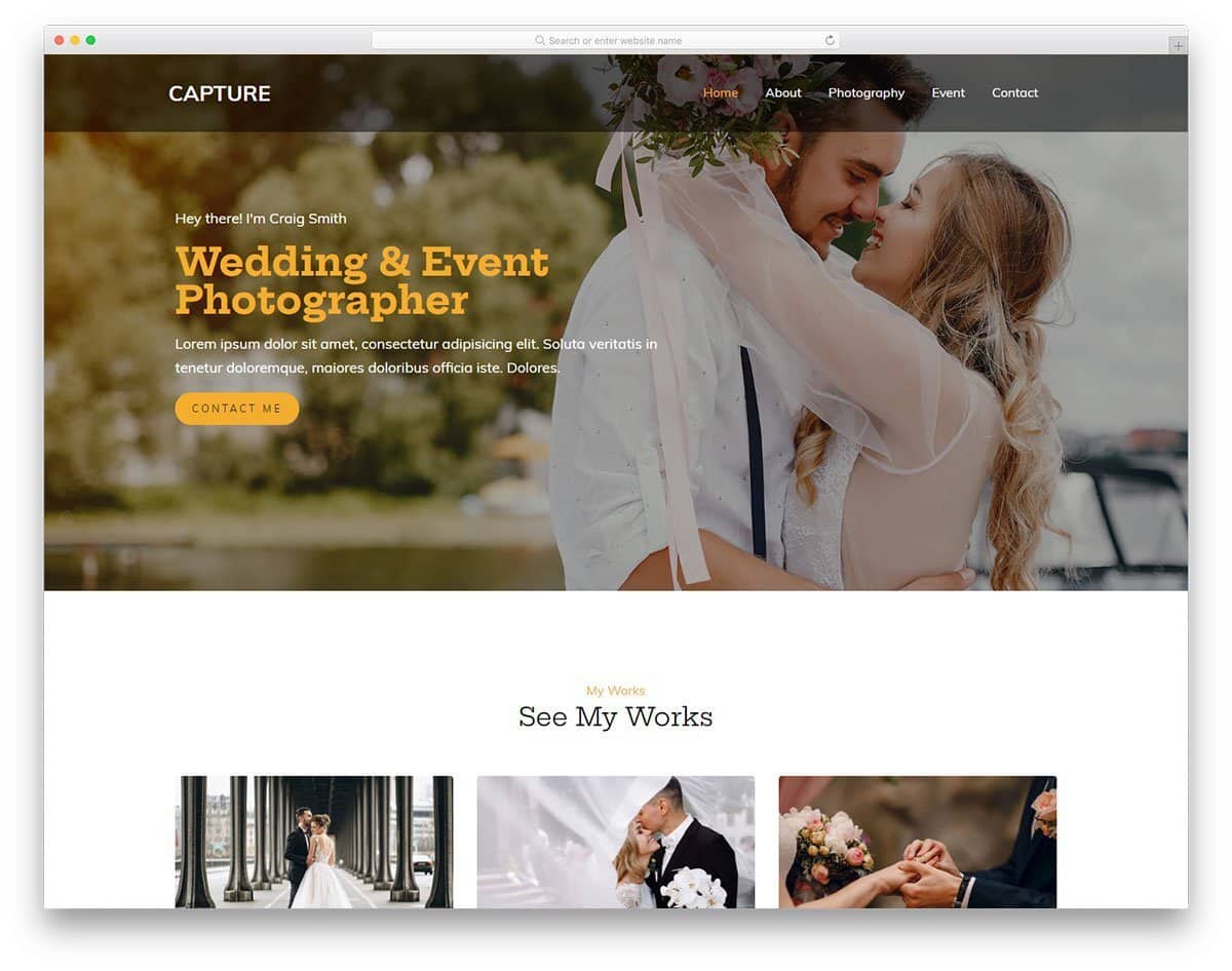wedding photography website template