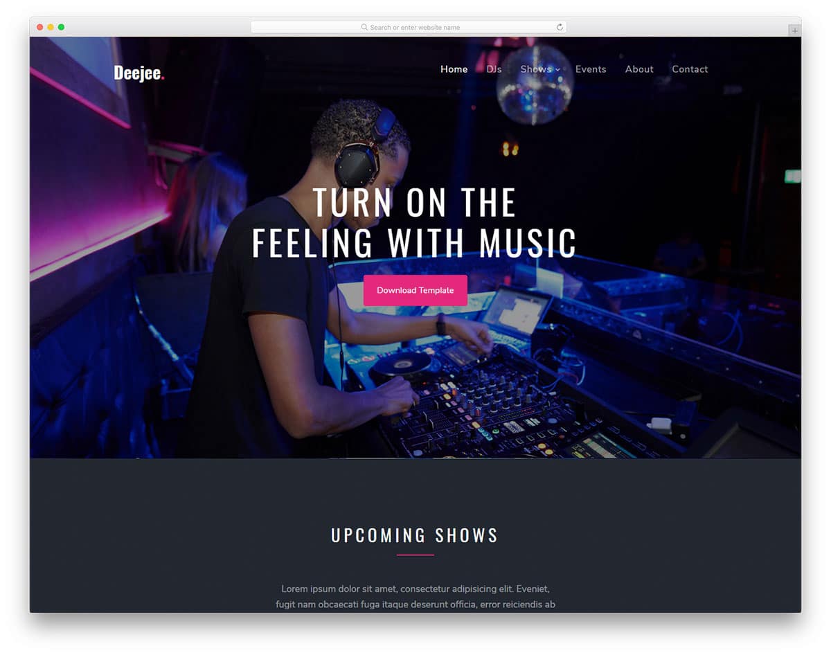 interactive music website template