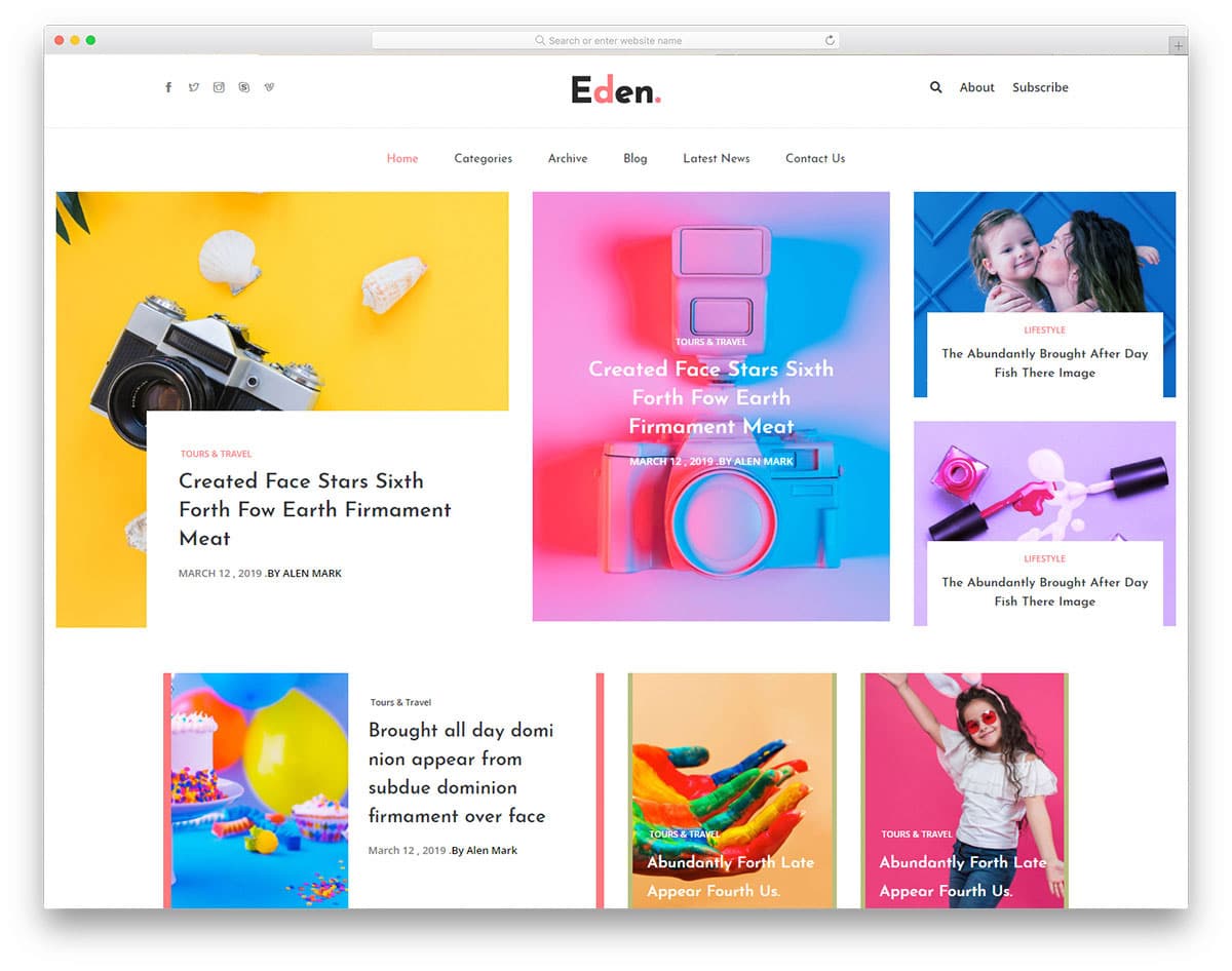 colorful and interactive website template