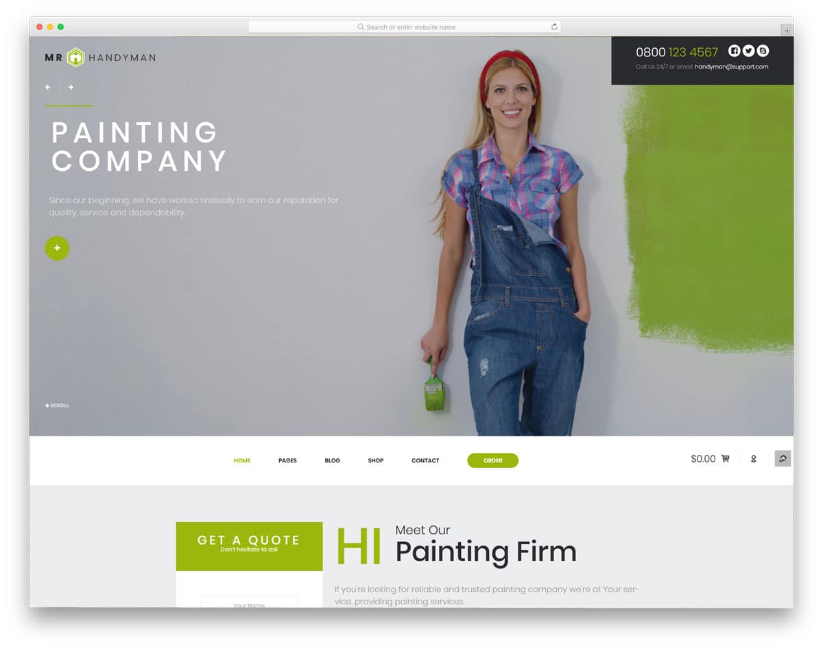 brand focused WordPress themes for painters