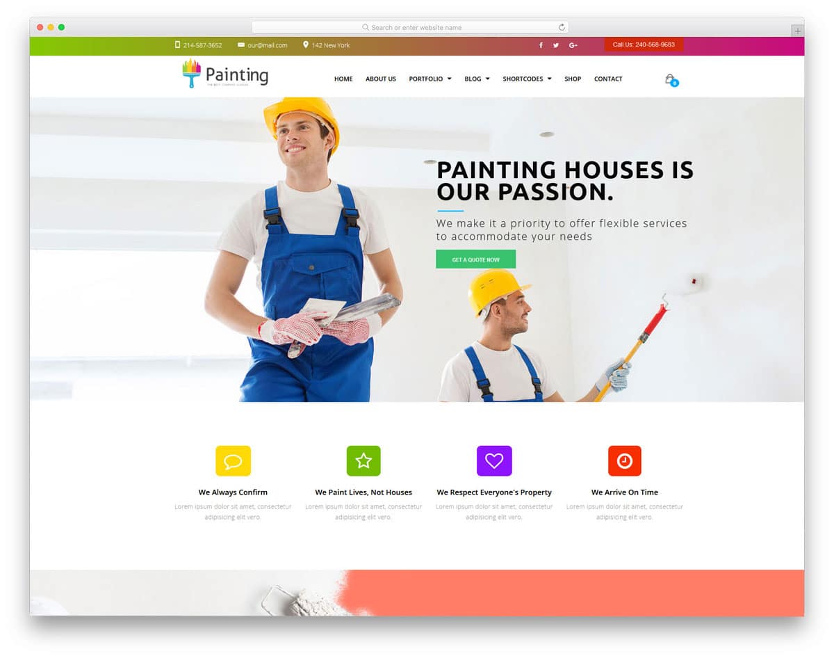 colorful and elegant looking WordPress themes for painters