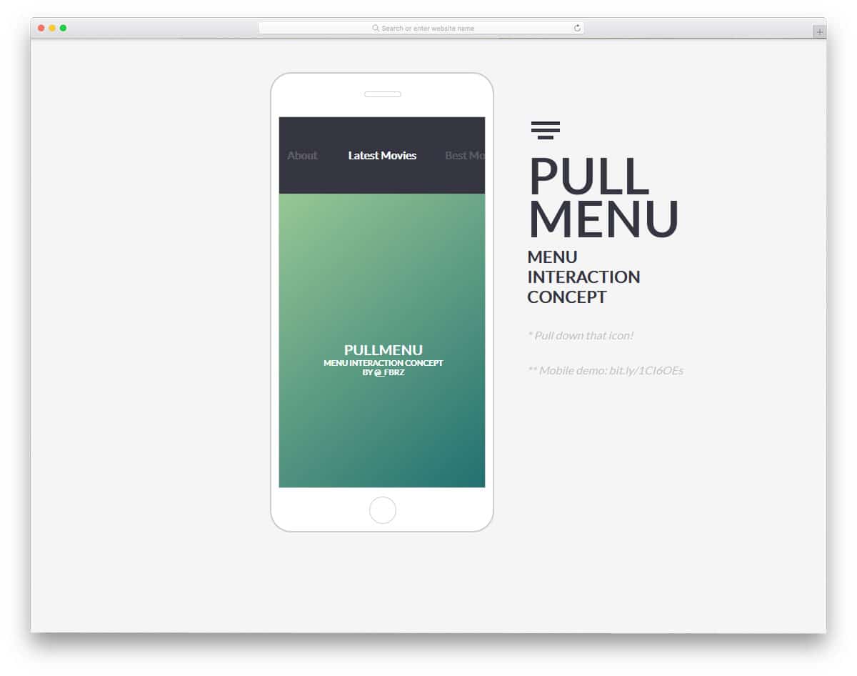 pull menu concept