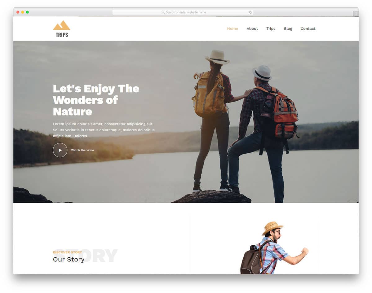 clean website template for travelers