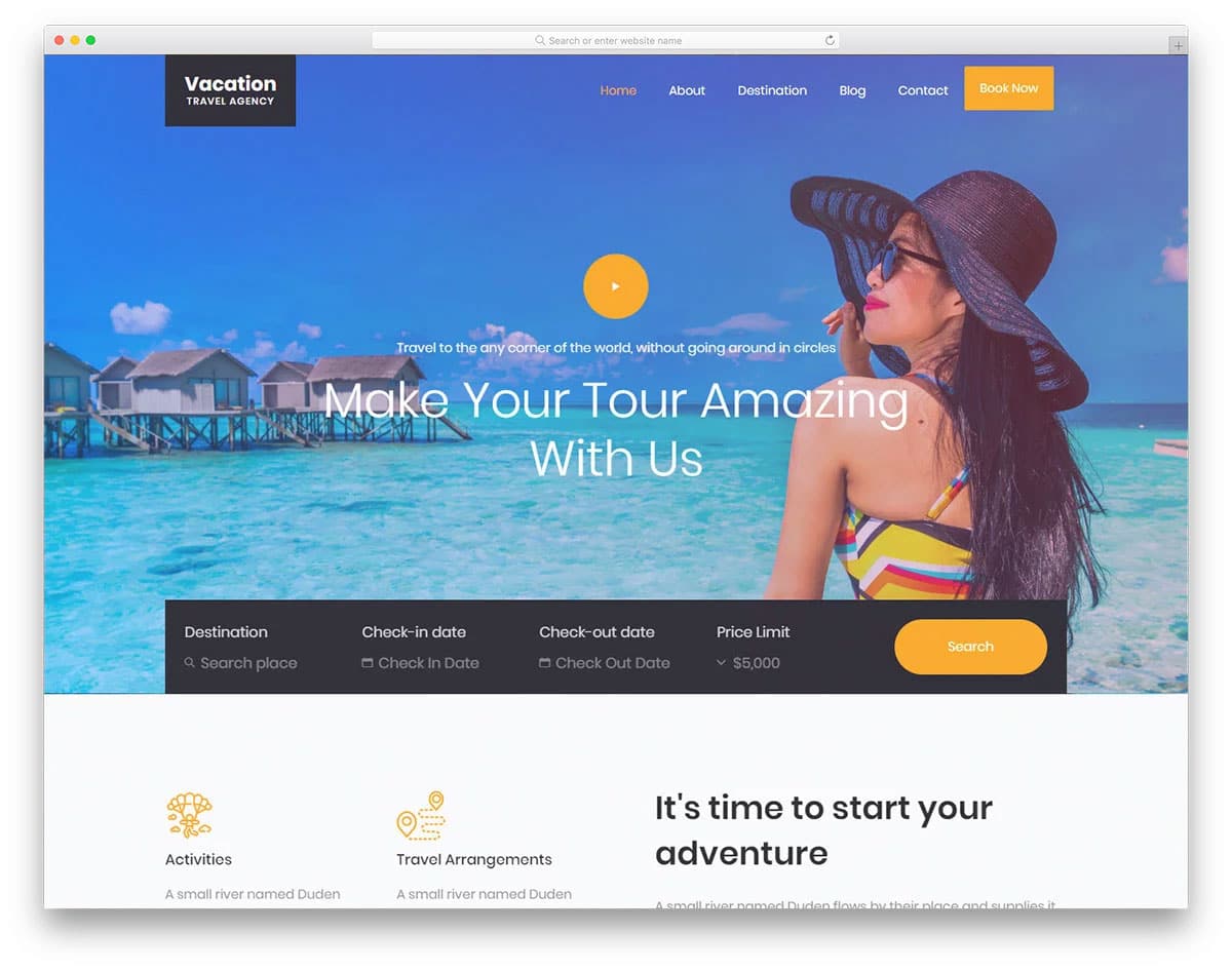 vacation and travel planning agency website template