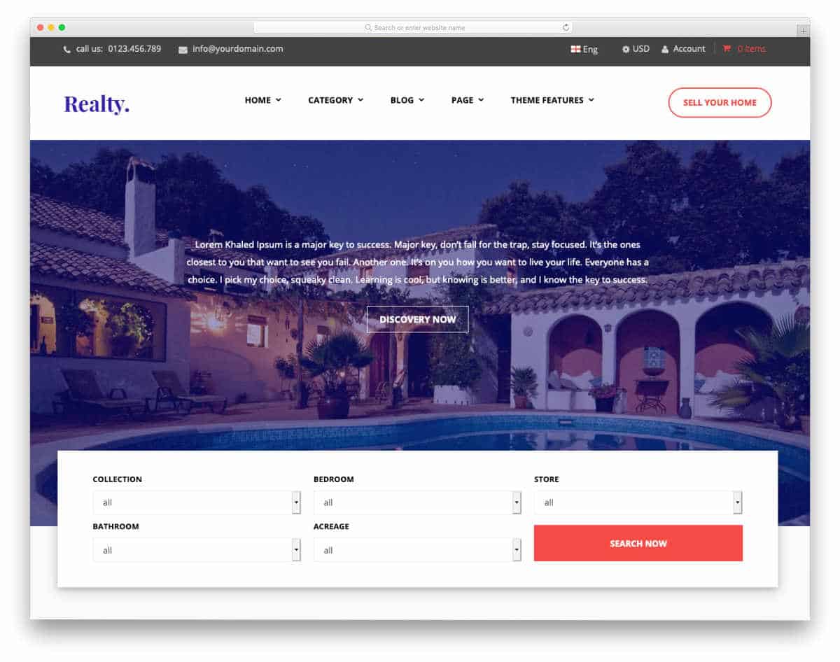 Shopify real estate themes with a clean design