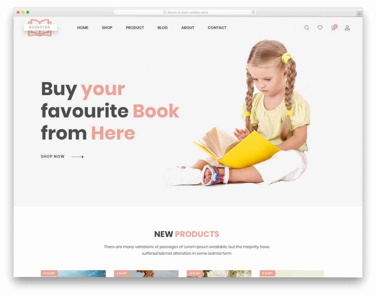 shopify bookstore themes with a clean design