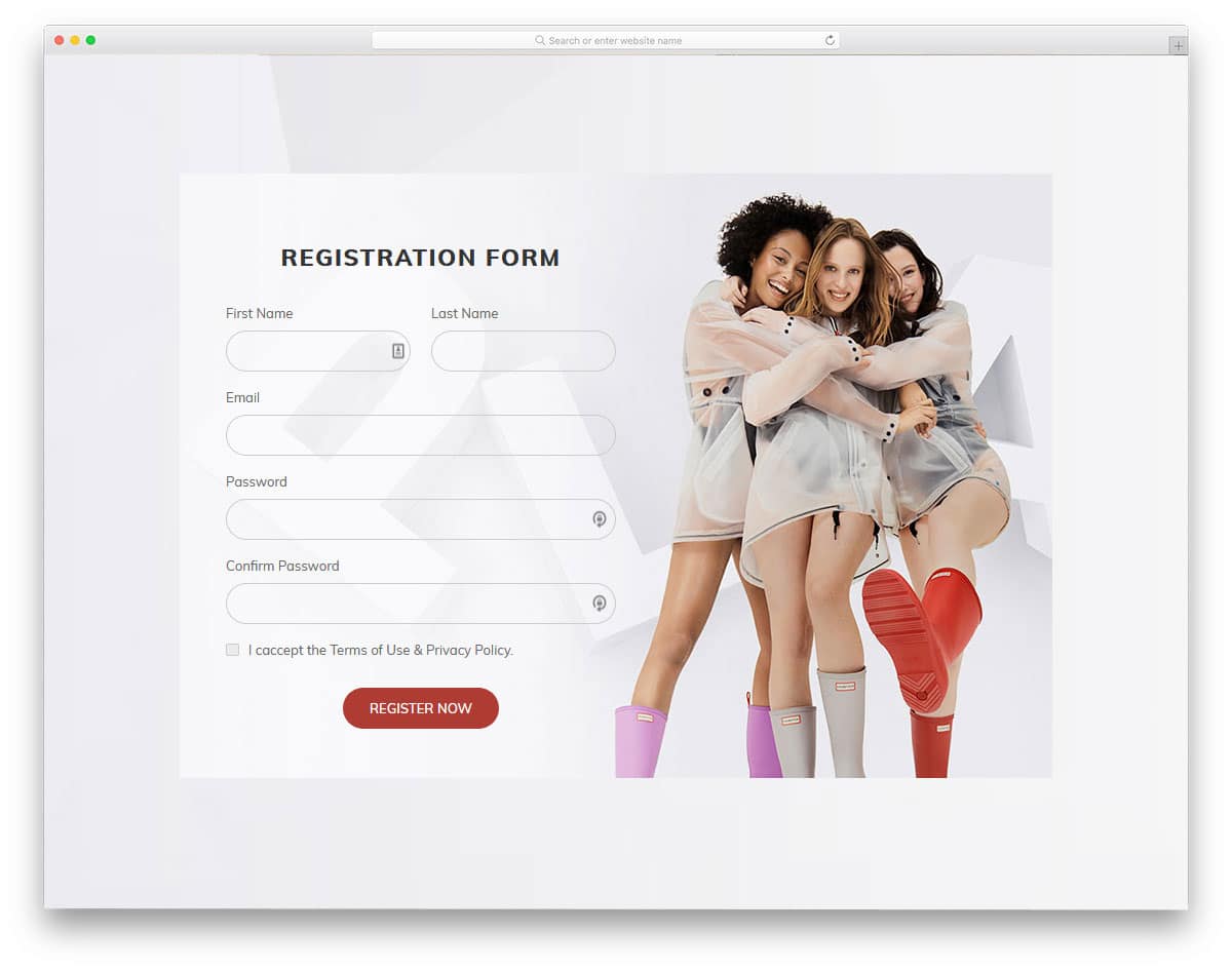 registration form template for ecommerce stores