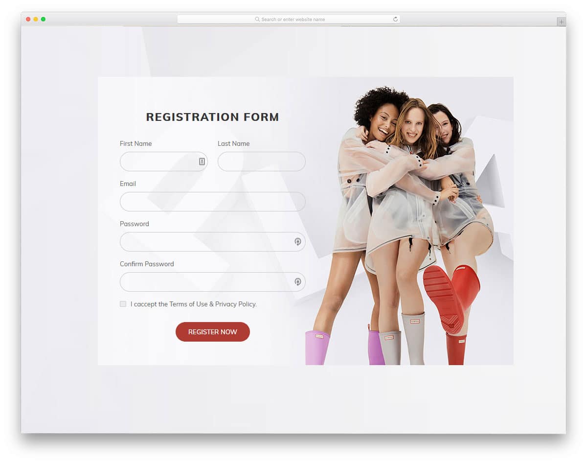 form template with an image background