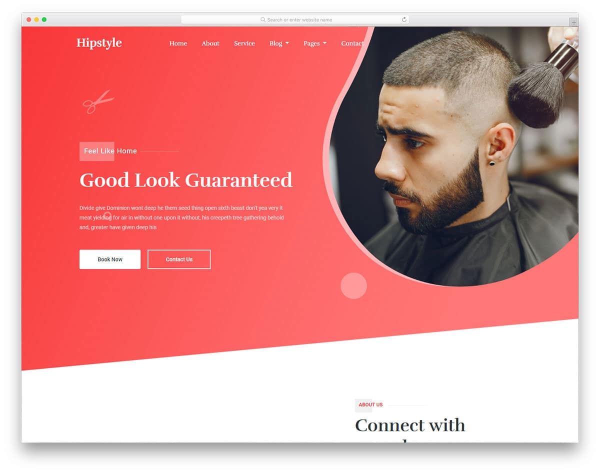 modish looking hair salon website template