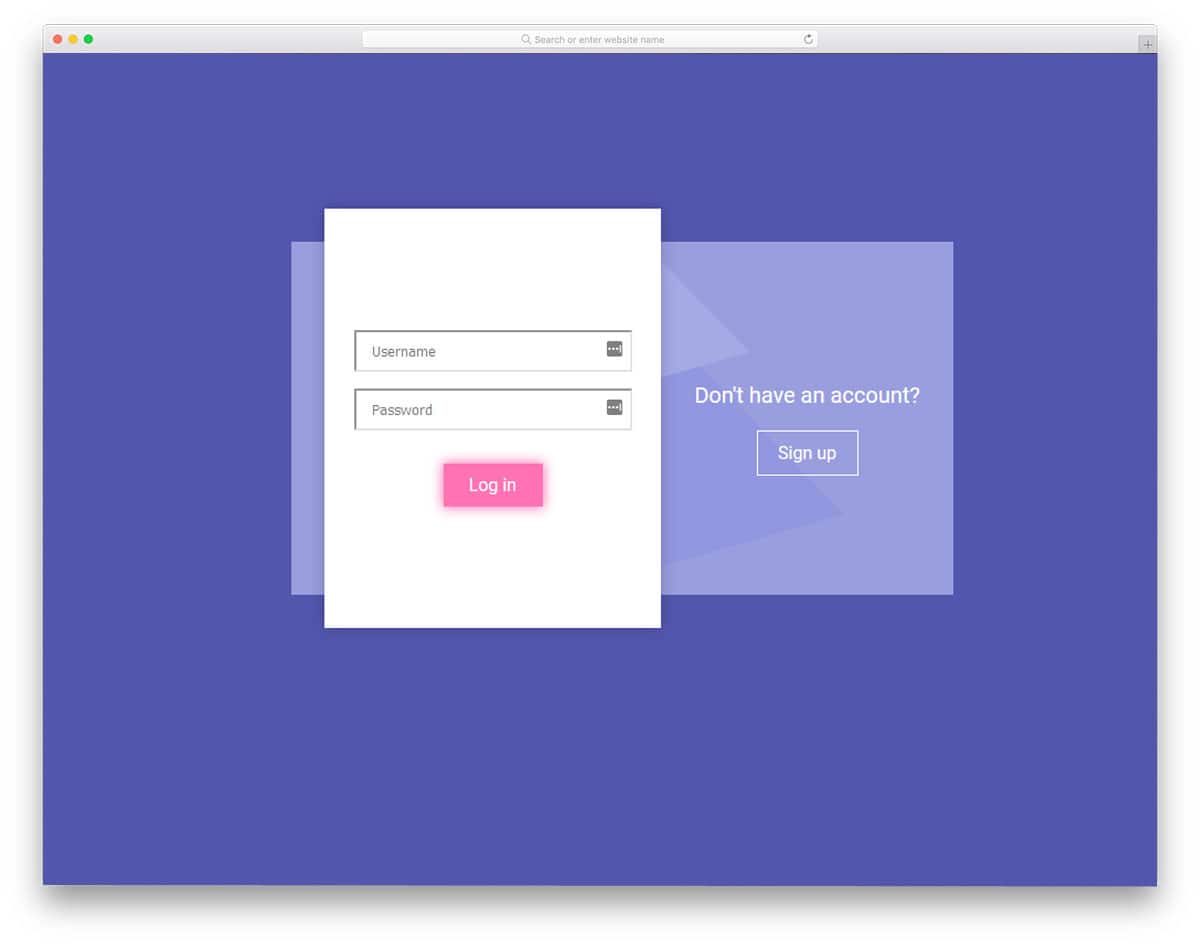 colorful login and registration forms