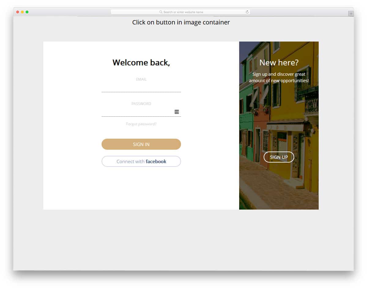 animated login and registration page design