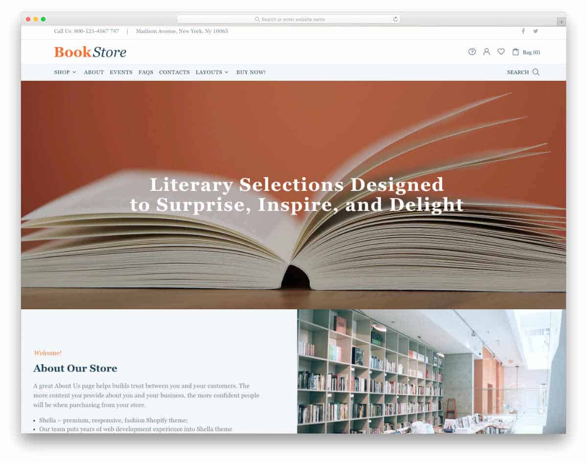 shopify bookstore themes with minimal design
