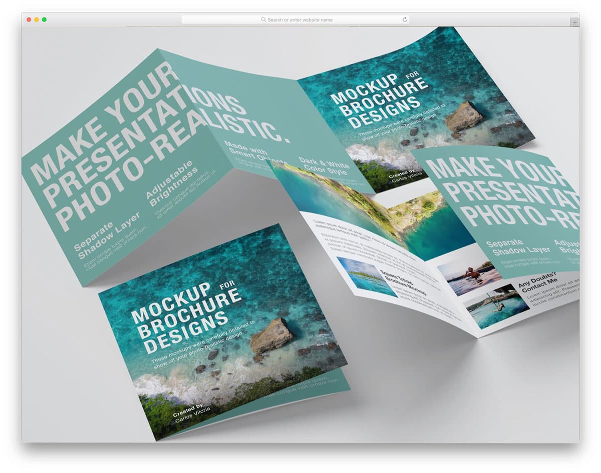 brochure mockup with multiple customizations
