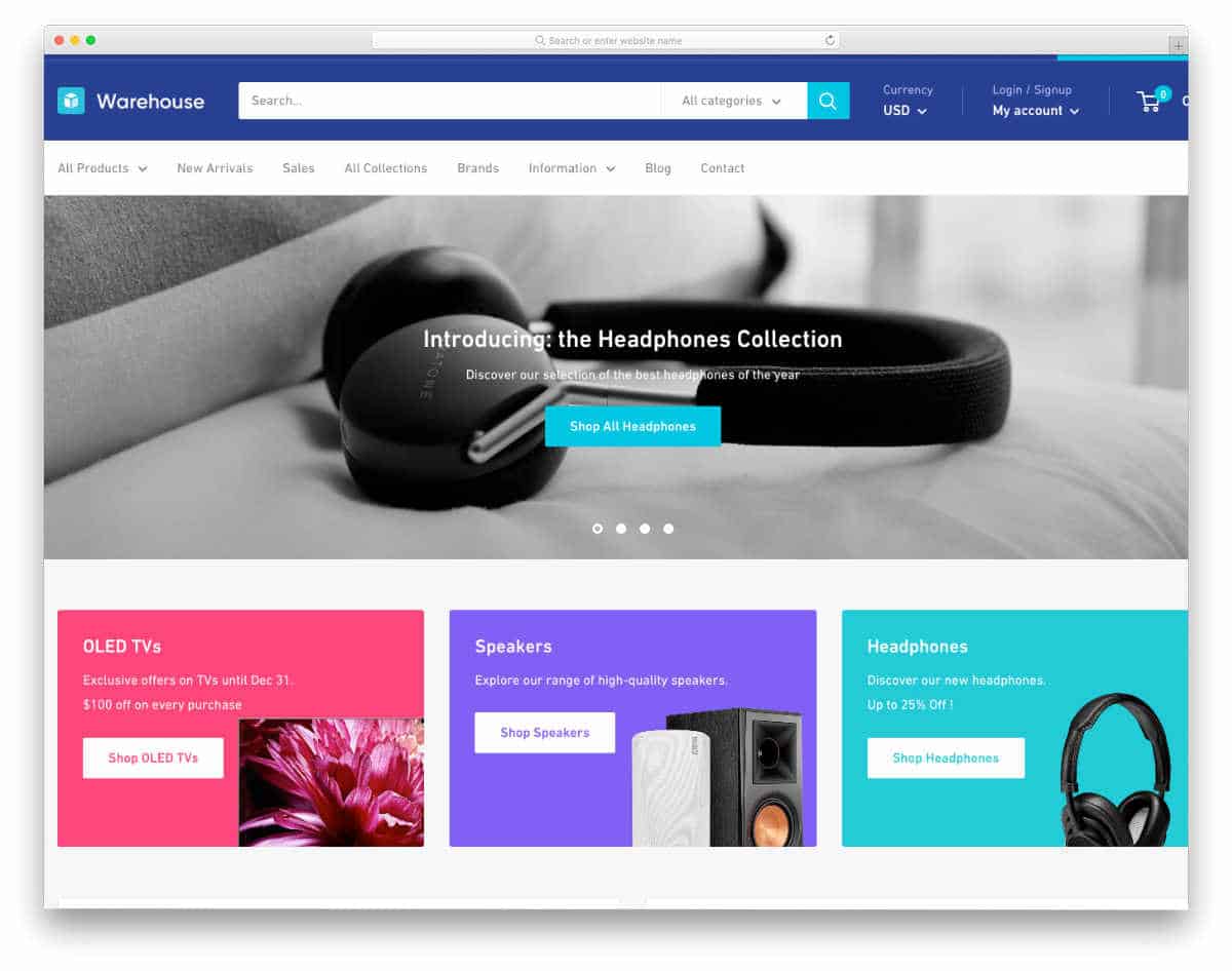 simple shopify themes for big stores