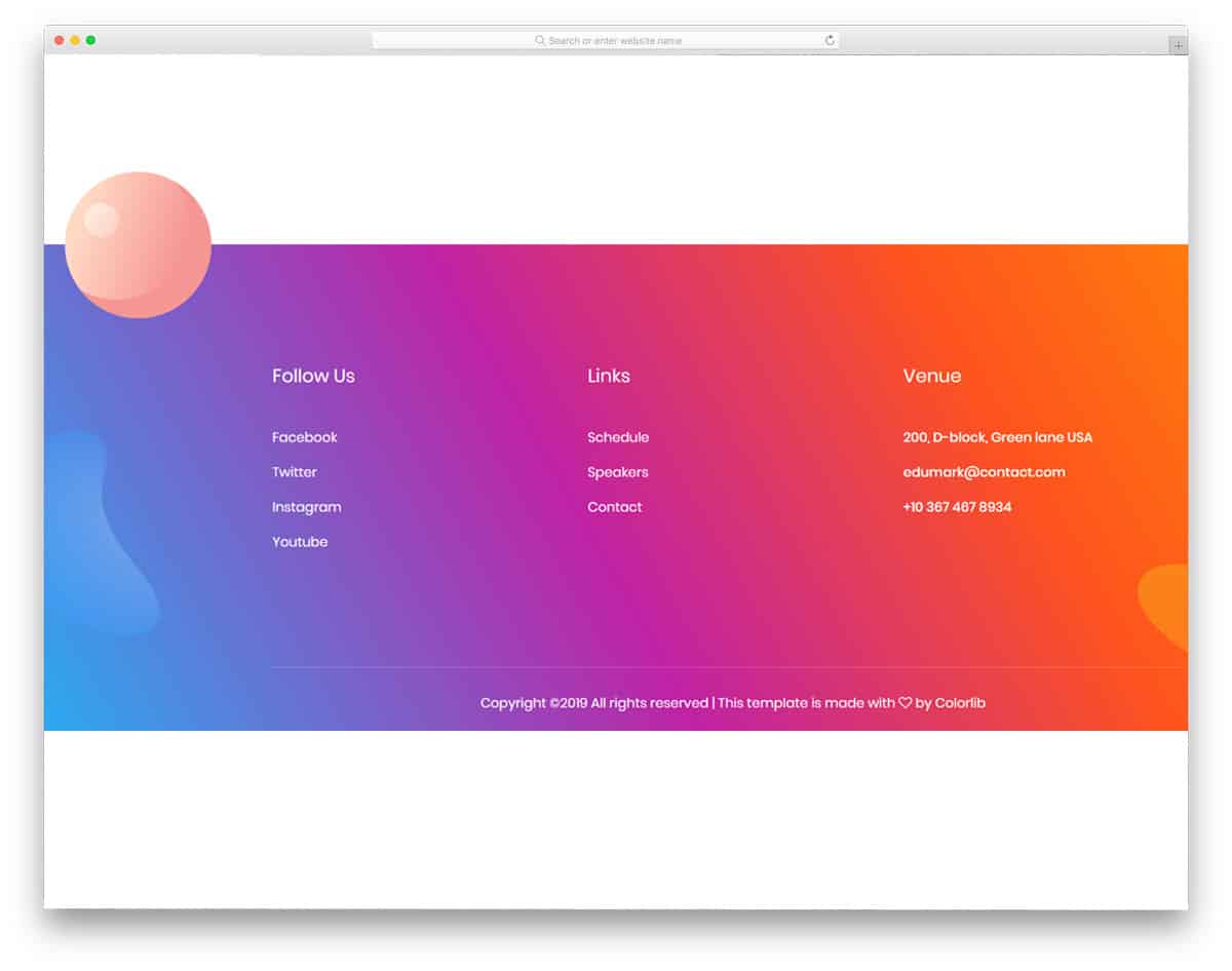 colorful footer with modern elements