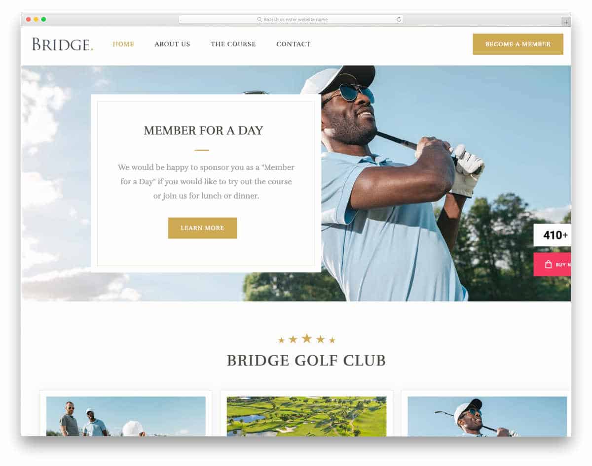 easy-to-customize WordPress golf theme