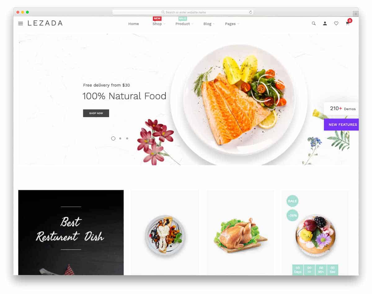 Shopify restaurant themes with simple design