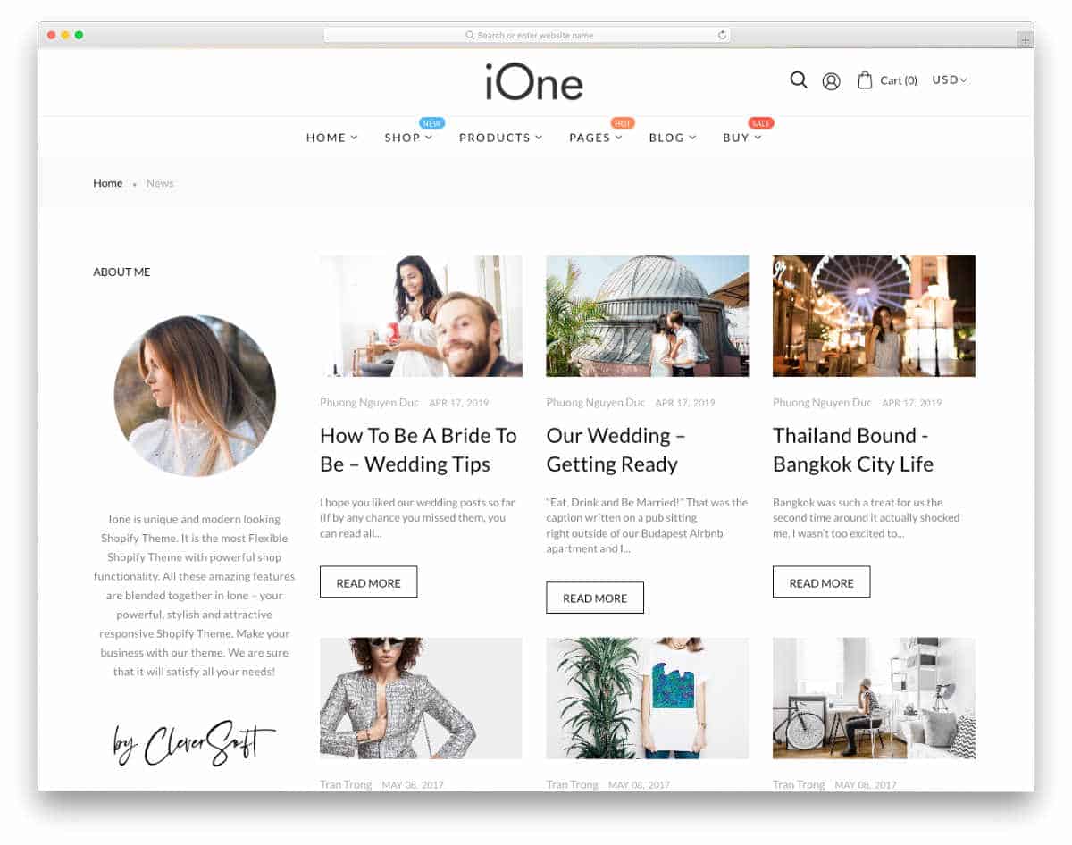 Shopify theme for blogging