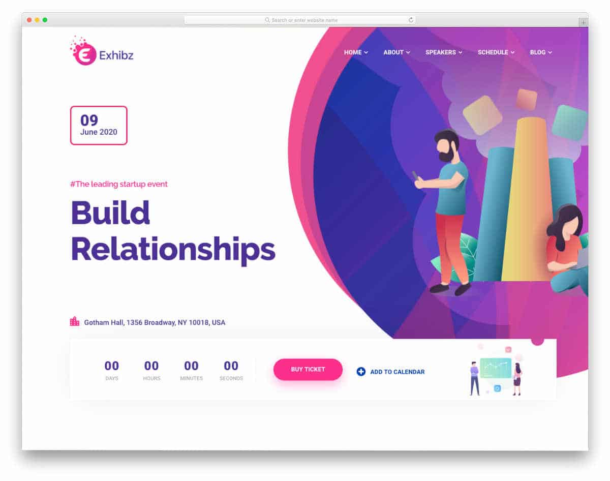 colorful and interactive event website templates