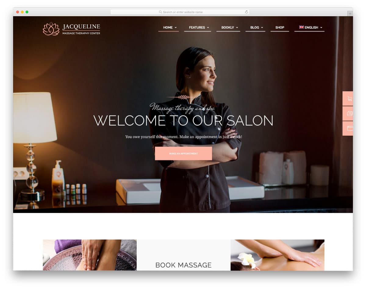 appointment scheduling website template for spas and salons