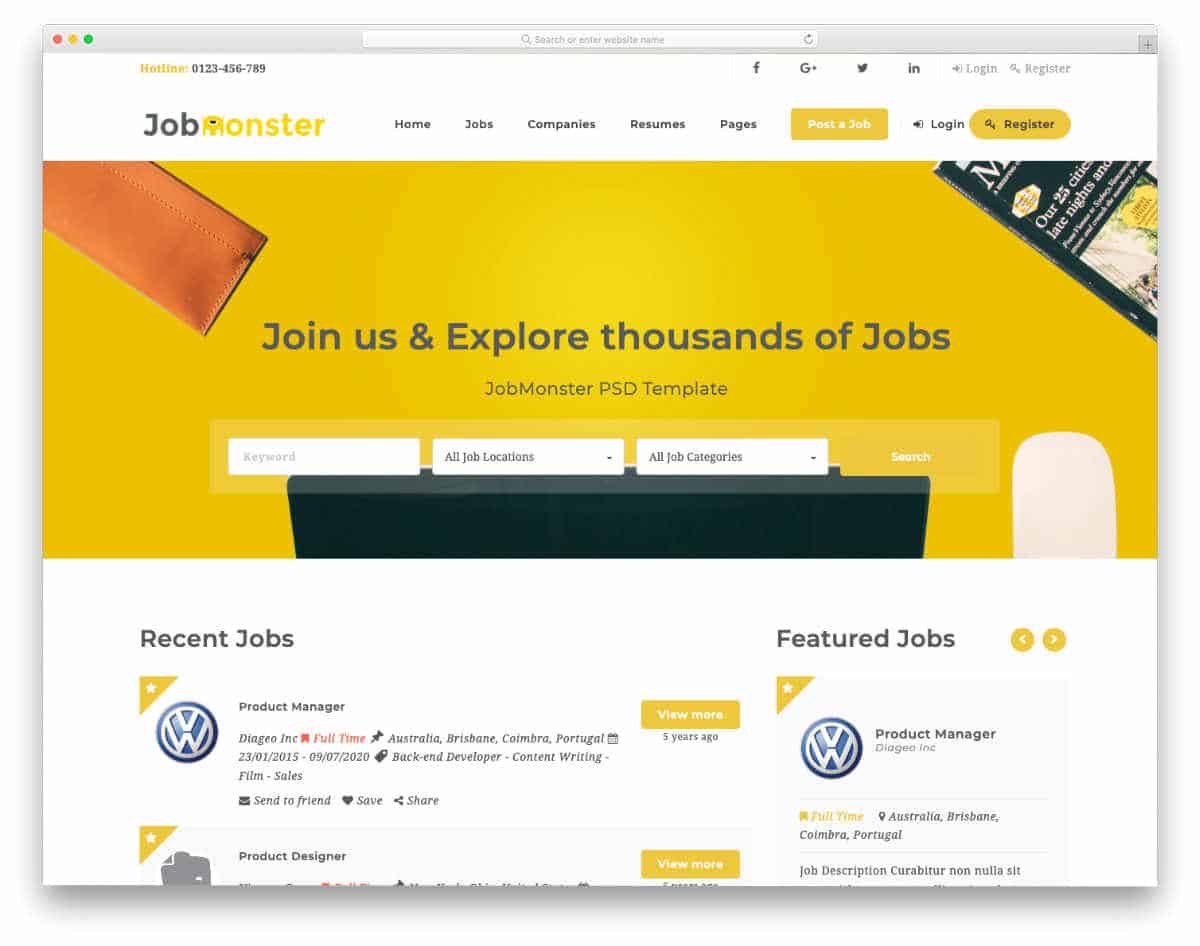 job listing and classifieds website templates