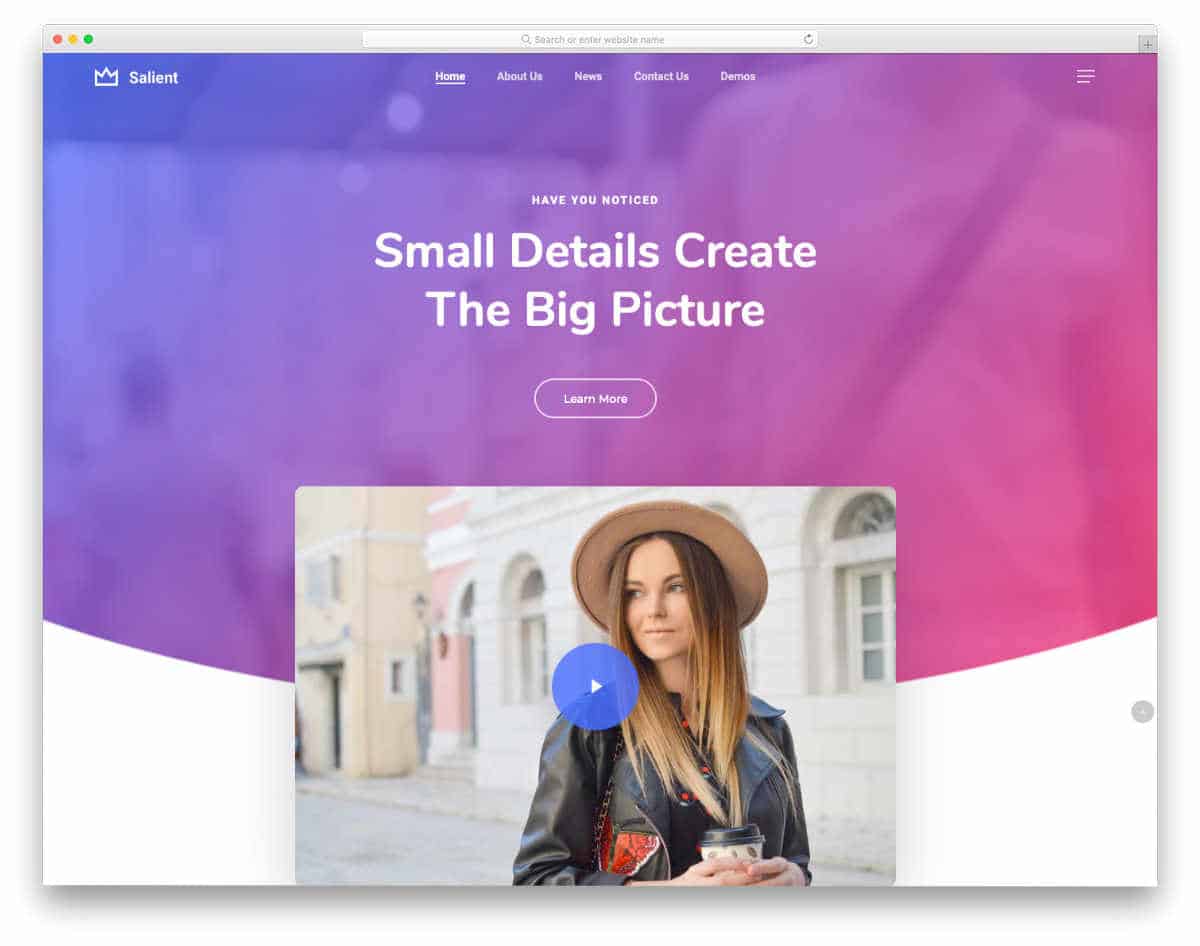 video and image-rich website templates